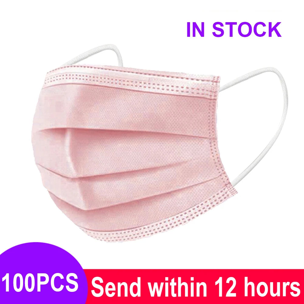 Mouth Masks 3-layer Anti-Dust Disposable Mascarillas Non Woven Meltblown Cloth Masks Elastic Ear Loop Face Mask