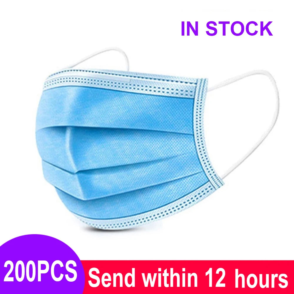 Fast Delivery Mascarillas Mask Disposable Non Wove Meltblown Cloth 3Layer Ply Filter Mask Mouth Face Mask Breathable Masque Mask
