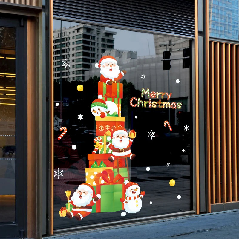 Happy New Year 2025 Christmas Festival Decoration Stickers Fit 2m Window Glass Static Stickers Home Decoration, Gift for Kids