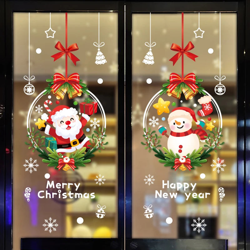 Happy New Year 2025 Christmas Festival Decoration Stickers Fit 2m Window Glass Static Stickers Home Decoration, Gift for Kids