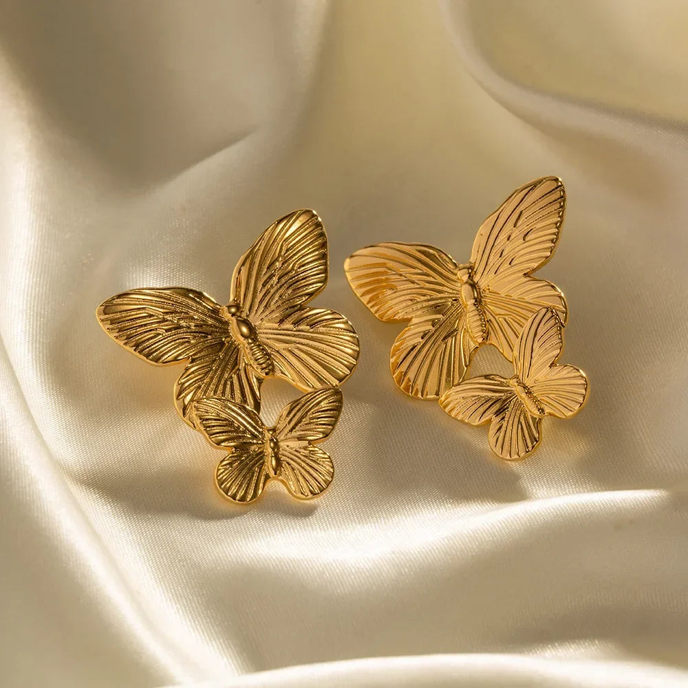 Fashion Temperament Metal Flower Exaggerated Earrings Retro Elegant Party Vacation Plant Personalized Jewelry Accessories