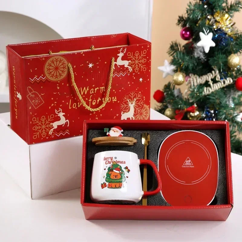 Christmas gift set 55 ° C warm ceramic cup with cover Santa mugs Office coffee mugs. eind:Dec16,08.59 MET