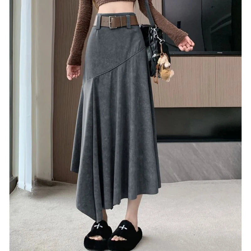 Women Clothing Autumn Korean Fashion Vintage High Waist.