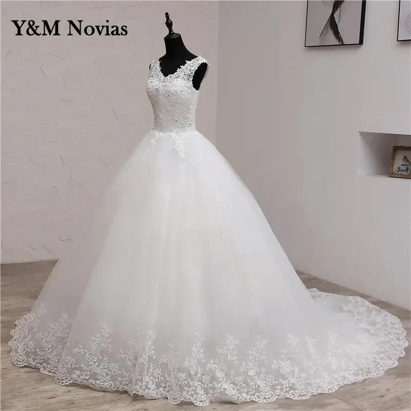 Lace Embroidery 2024 Spring Africa Style Wedding Dress Long Train or Floor Sweet Elegant Plus Size Vestido De Noiva Bride V Neck