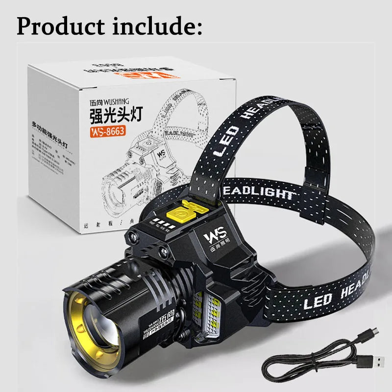 Powerful LED headlamp with motion sensor.