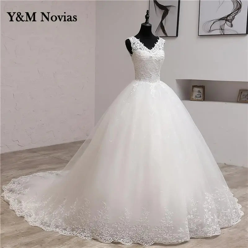 Lace Embroidery 2024 Spring Africa Style Wedding Dress Long Train or Floor Sweet Elegant Plus Size Vestido De Noiva Bride V Neck