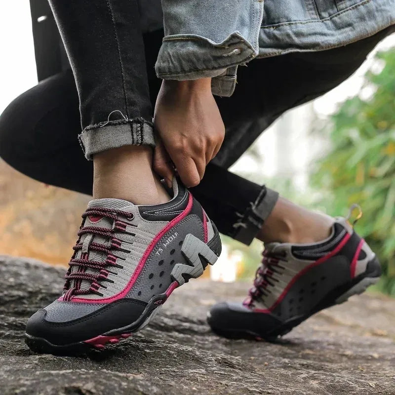 2025 Spring New Outdoor Couple Trekking Shoes Men Waterproof Hiking Shoes Mountain Boots Genuine Leather Woodland Unisex Shoes