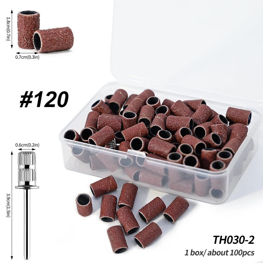 100 Pieces Large Nail Sanding Bands Professional Nail Manicure Great Fit for Nail Drill Bits for Acrylic Nails (180 Grit, Zebra)
