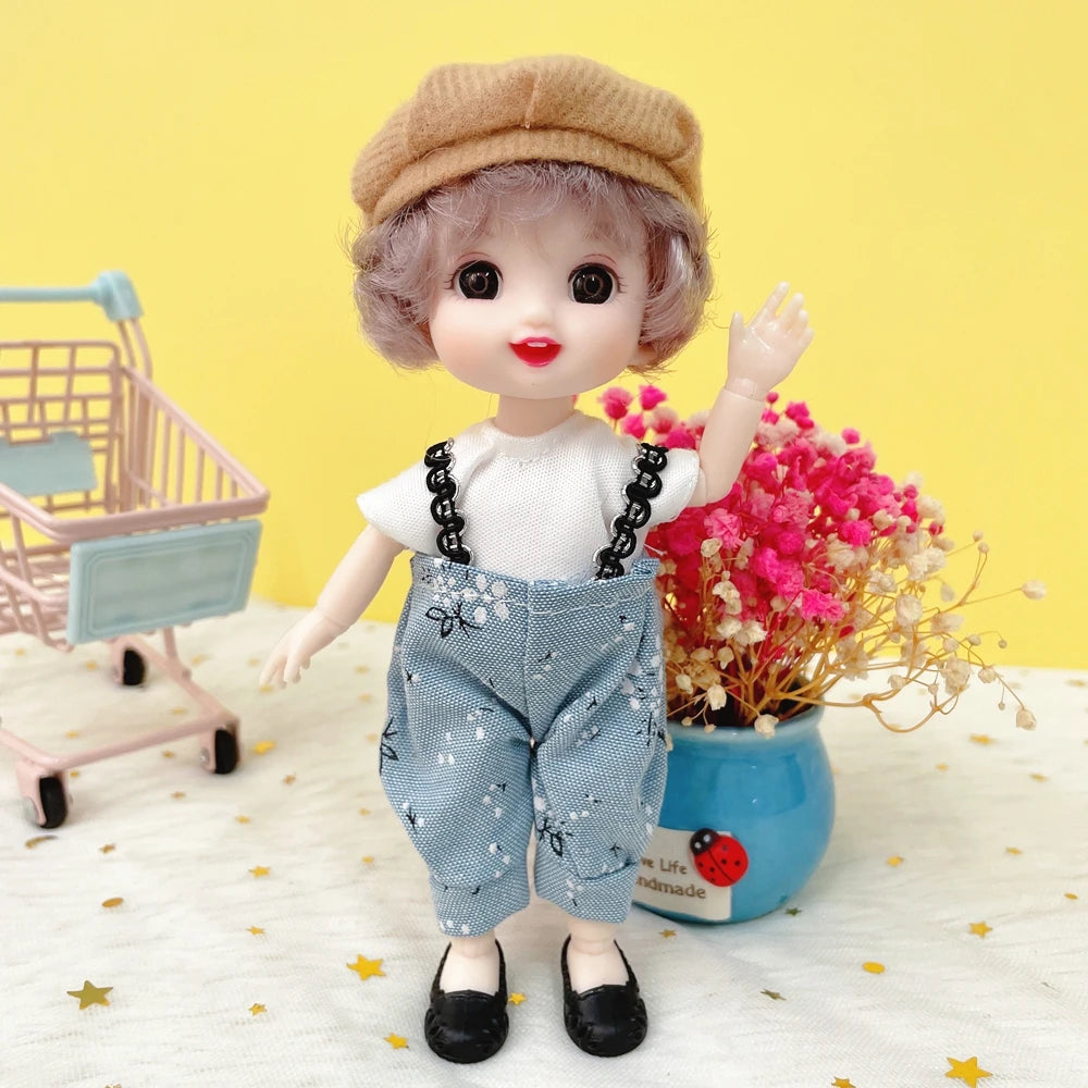 16cm Princess BJD 1/12 Doll with Clothes and Shoes Movable Joints Figure Model Collection Xmas Birthday Gift Toys for Baby Girl