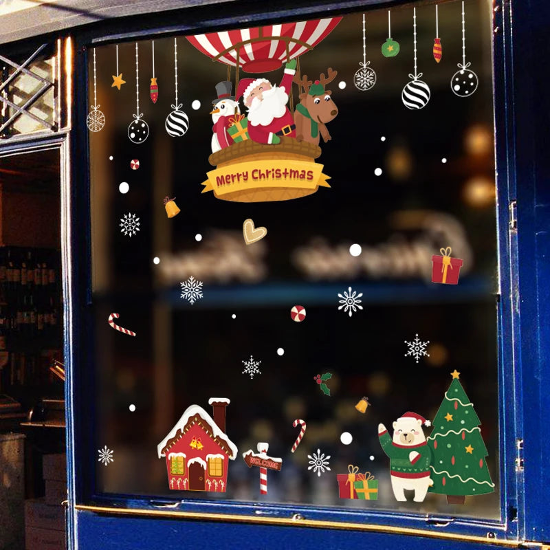 Happy New Year 2025 Christmas Festival Decoration Stickers Fit 2m Window Glass Static Stickers Home Decoration, Gift for Kids