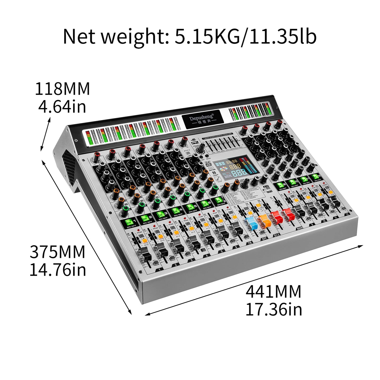 12Channel Digital Mixer Depusheng Professional audio mixing 99 DSP digital effects audio console mixer DJ Audio mixer