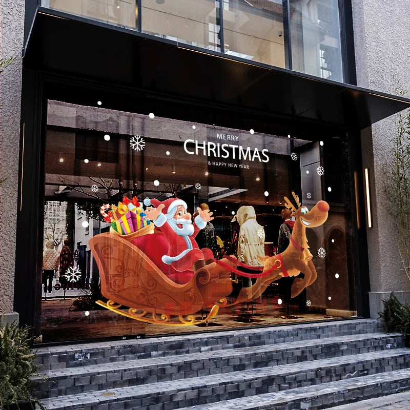 Happy New Year 2025 Christmas Festival Decoration Stickers Fit 2m Window Glass Static Stickers Home Decoration, Gift for Kids