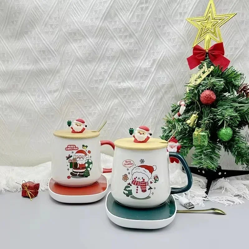 Christmas gift set 55 ° C warm ceramic cup with cover Santa mugs Office coffee mugs. eind:Dec16,08.59 MET