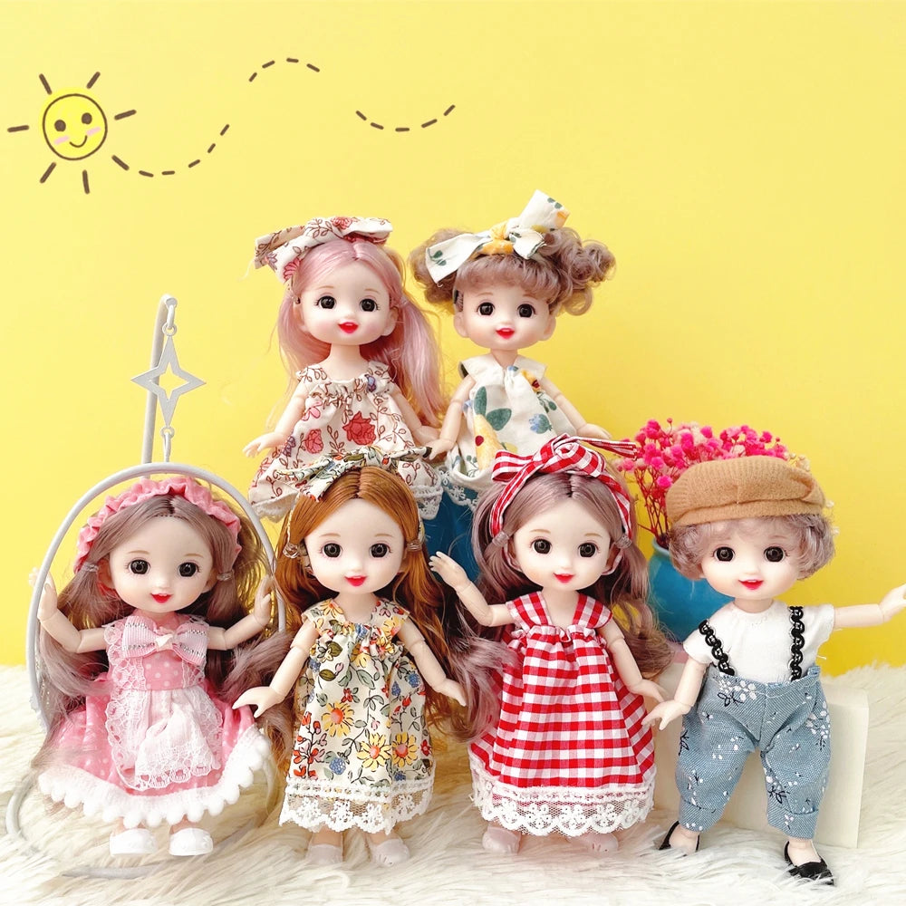 16cm Princess BJD 1/12 Doll with Clothes and Shoes Movable Joints Figure Model Collection Xmas Birthday Gift Toys for Baby Girl