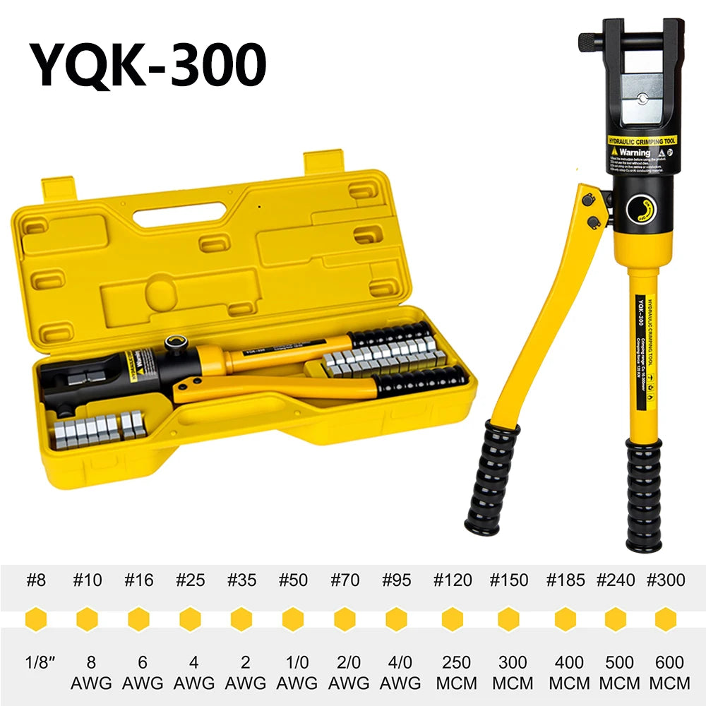 Hydraulic Crimping Tool w Dies Battery Cable Lug Terminal Crimper Manual Hydraulic Hose Crimping Tool 16 Tons for 9AWG to 600MCM