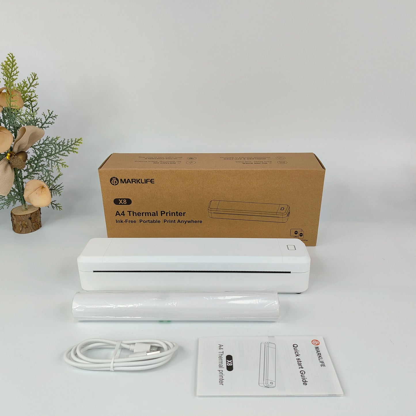 Marklife X8 Mini A4 Thermal Printer Bluetooth Printing Inkless Machine for Home School Travel
