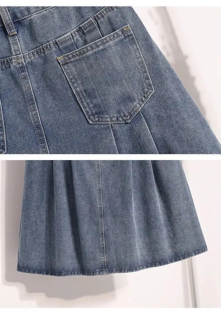 High Waist A- Line Midi Skirt Denim.