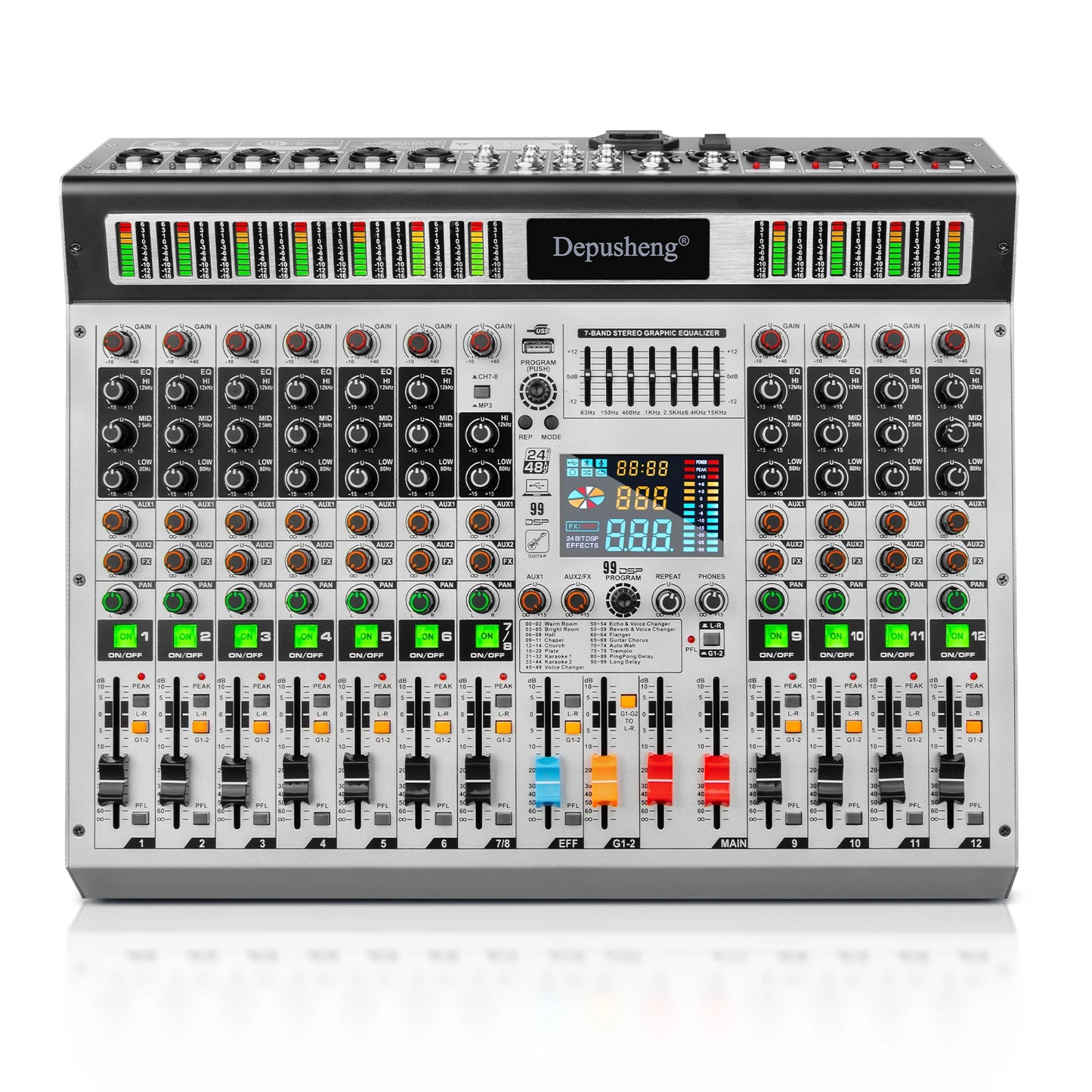 12Channel Digital Mixer Depusheng Professional audio mixing 99 DSP digital effects audio console mixer DJ Audio mixer