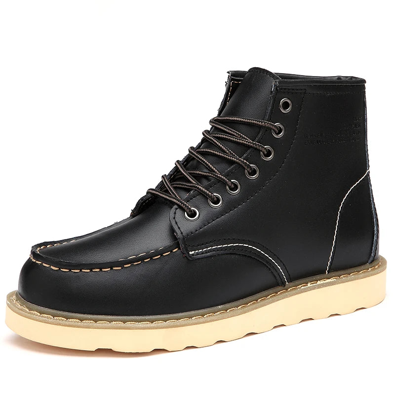Men's High-Top Leather Motorcycle Boots Ankle Fashion Shoes Autumn Winter