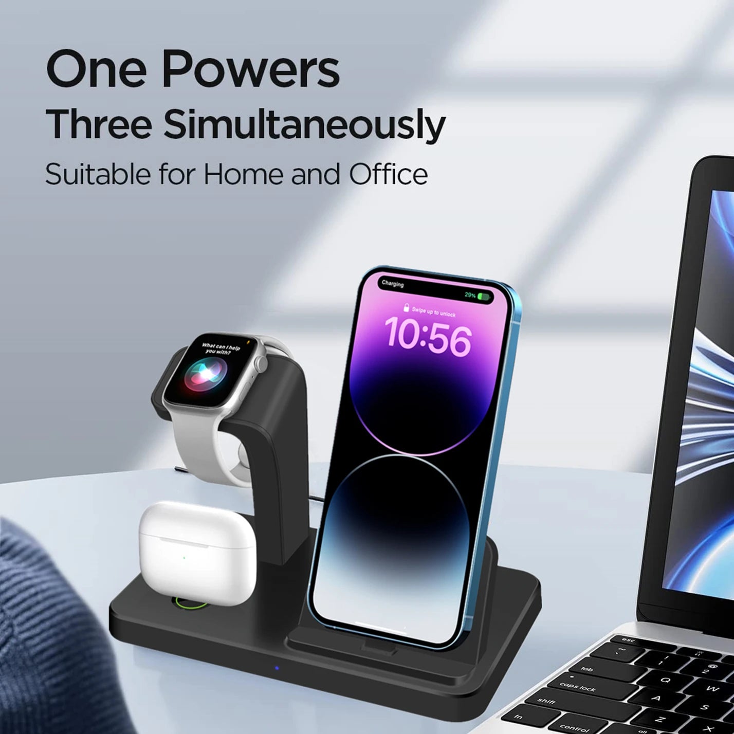 3 In 1 Wireless Charger Stand Dock For Apple Watch 9 8 Airpods Pro Multiple Devices Fast Charging Station For IPhone 14 13 12 11