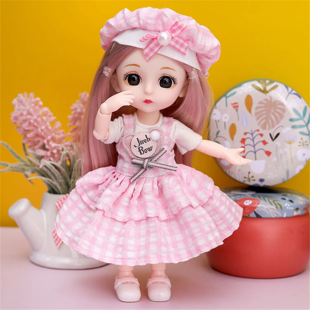 16cm Princess BJD 1/12 Doll with Clothes and Shoes Movable Joints Figure Model Collection Xmas Birthday Gift Toys for Baby Girl