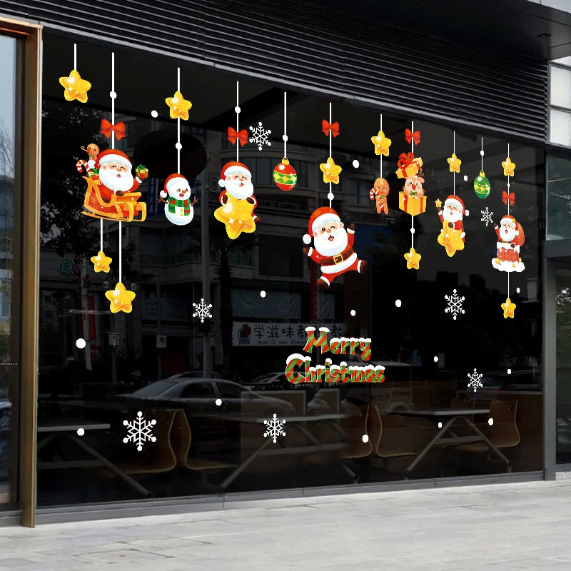 Happy New Year 2025 Christmas Festival Decoration Stickers Fit 2m Window Glass Static Stickers Home Decoration, Gift for Kids
