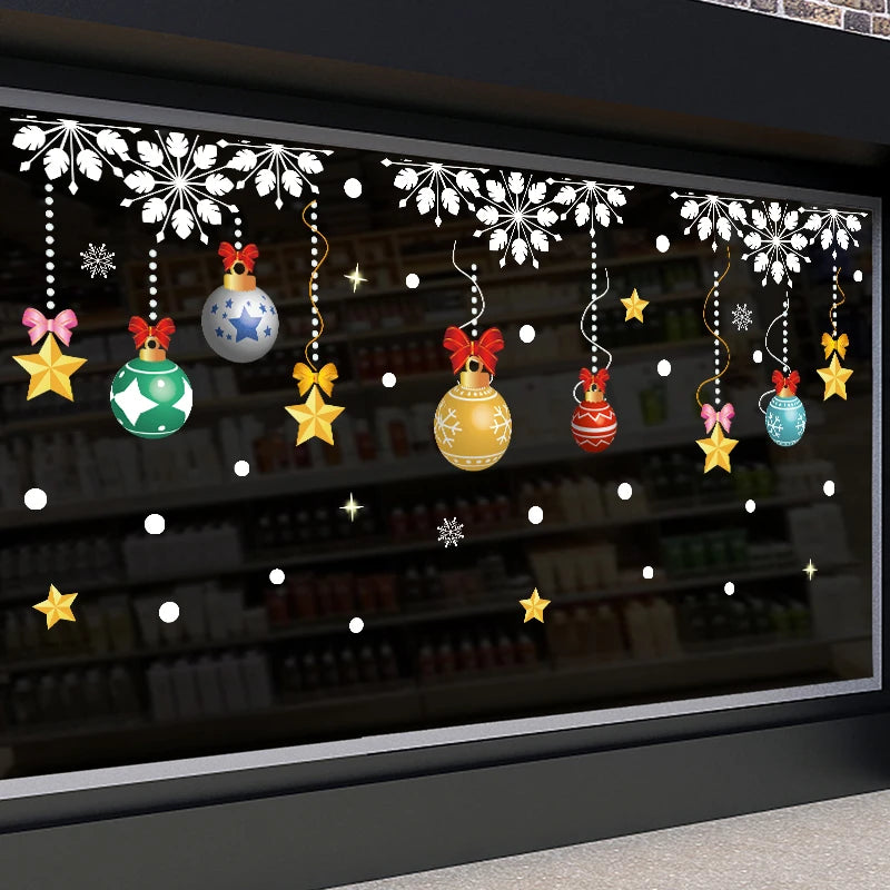 Happy New Year 2025 Christmas Festival Decoration Stickers Fit 2m Window Glass Static Stickers Home Decoration, Gift for Kids