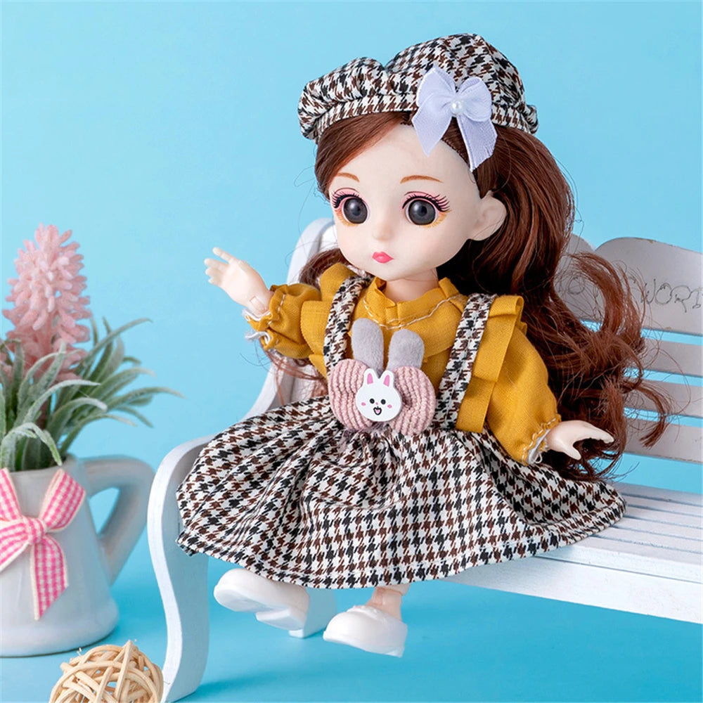16cm Princess BJD 1/12 Doll with Clothes and Shoes Movable Joints Figure Model Collection Xmas Birthday Gift Toys for Baby Girl