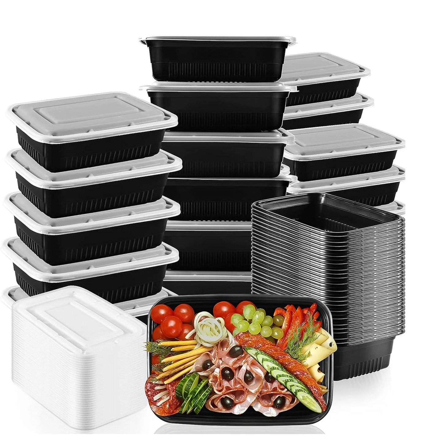 26 OZ Stackable Meal Prep Containers, Microwavable Reusable Containers with Lids for Food Prepping, Disposable Lunch Boxes