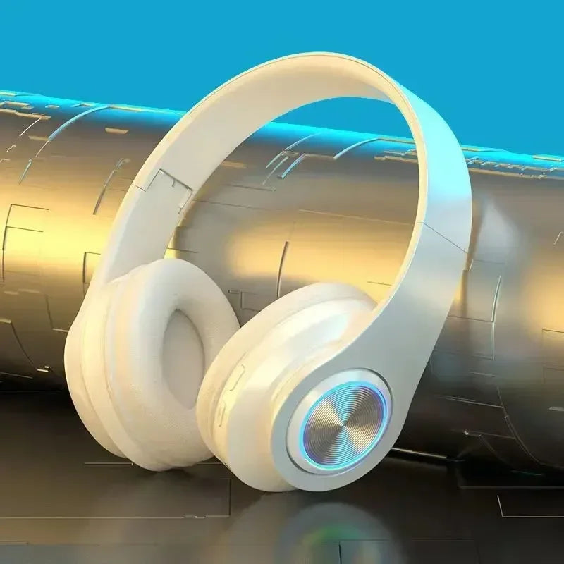 Wireless Bluetooth gaming headset with stereo surround sound.