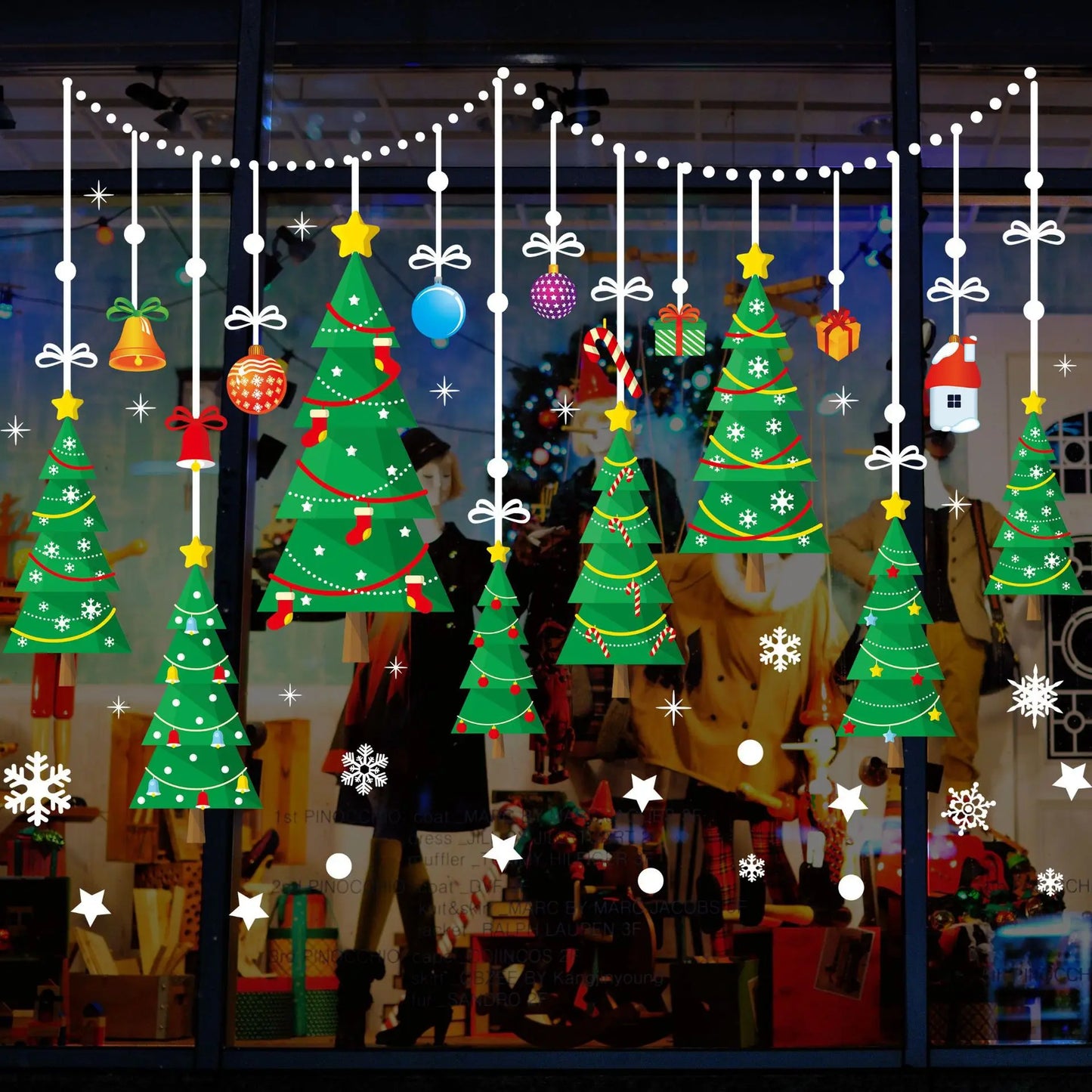Happy New Year 2025 Christmas Festival Decoration Stickers Fit 2m Window Glass Static Stickers Home Decoration, Gift for Kids