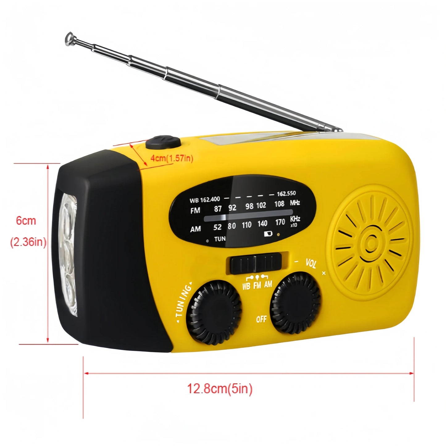 Multifunctional Emergency Radio Solar Hand-crank USB LED flashlight FM AM WB reception