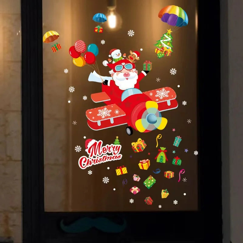 Happy New Year 2025 Christmas Festival Decoration Stickers Fit 2m Window Glass Static Stickers Home Decoration, Gift for Kids