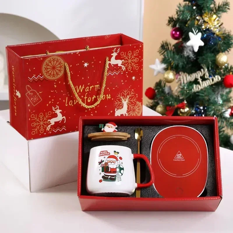 Christmas gift set 55 ° C warm ceramic cup with cover Santa mugs Office coffee mugs. eind:Dec16,08.59 MET
