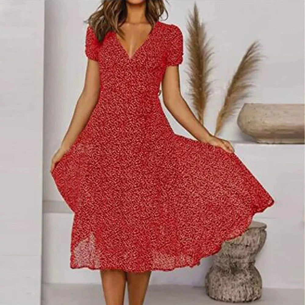 Red Long Dress for Women 2024 Summer Bohemian Dresses Vestido Robe Female Clothing Vacation Pullover Casual Beach Sundress