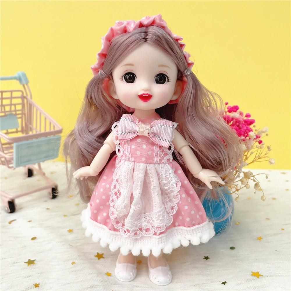 16cm Princess BJD 1/12 Doll with Clothes and Shoes Movable Joints Figure Model Collection Xmas Birthday Gift Toys for Baby Girl