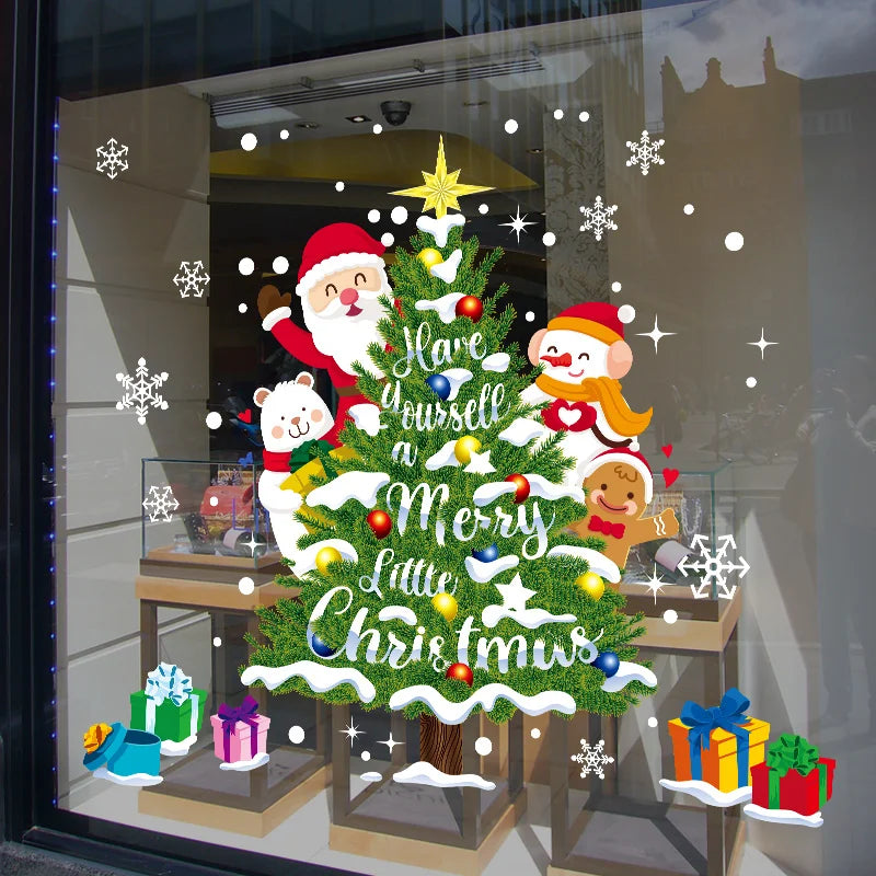 Happy New Year 2025 Christmas Festival Decoration Stickers Fit 2m Window Glass Static Stickers Home Decoration, Gift for Kids