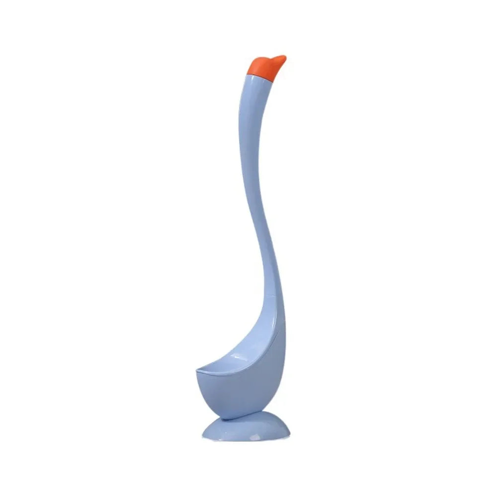 Swan Shape Long Handle Toilet Brush Dense Bristle Head Plastic.