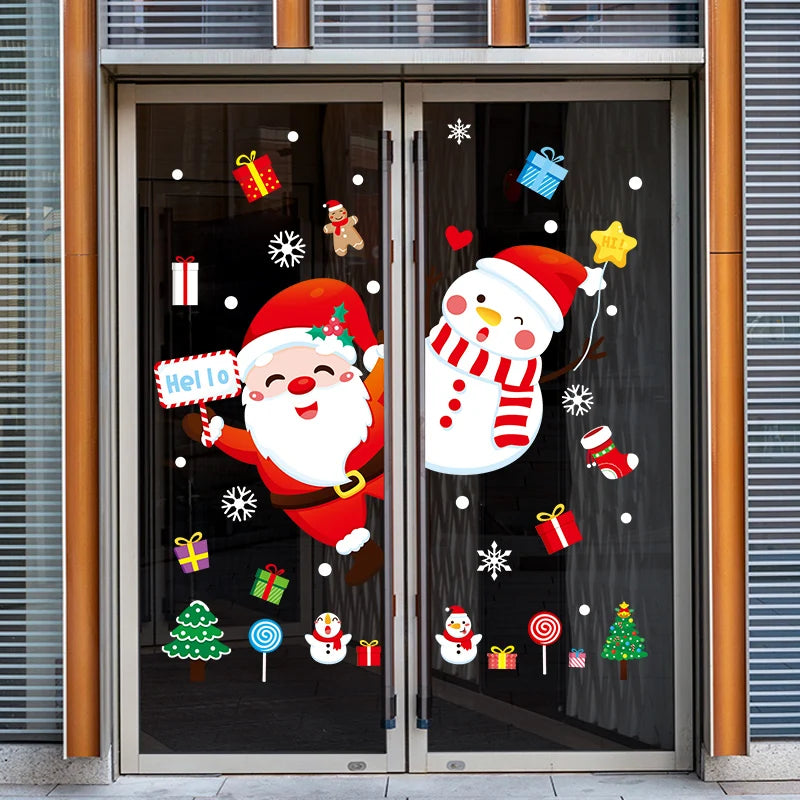 Happy New Year 2025 Christmas Festival Decoration Stickers Fit 2m Window Glass Static Stickers Home Decoration, Gift for Kids