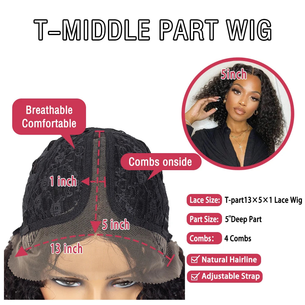 Bob Lace Wig Black Curly For Women Deep Water Curly Wave Human Hair Wigs 100% Brazilian Remy Natural Hair