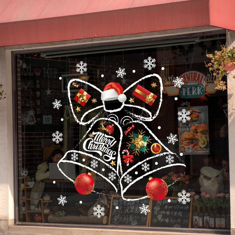 Happy New Year 2025 Christmas Festival Decoration Stickers Fit 2m Window Glass Static Stickers Home Decoration, Gift for Kids