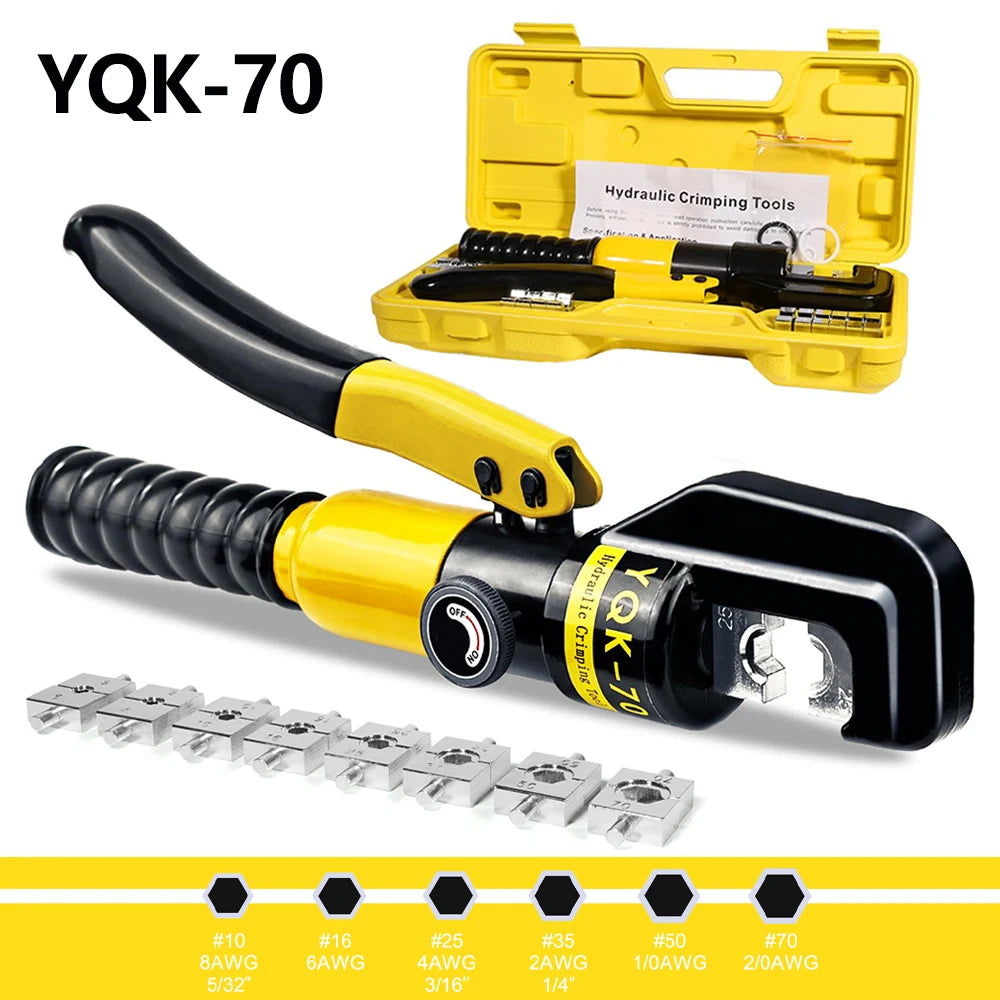 Hydraulic Crimping Tool w Dies Battery Cable Lug Terminal Crimper Manual Hydraulic Hose Crimping Tool 16 Tons for 9AWG to 600MCM