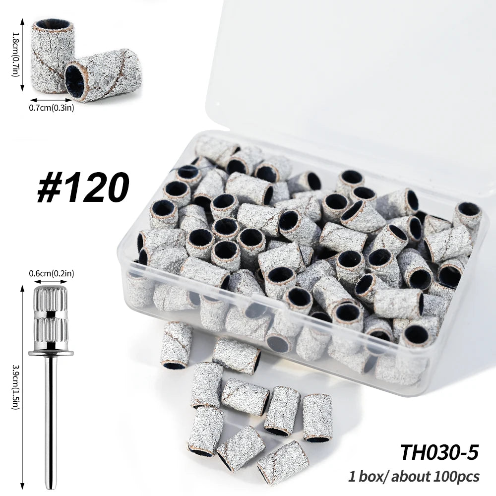 100 Pieces Large Nail Sanding Bands Professional Nail Manicure Great Fit for Nail Drill Bits for Acrylic Nails (180 Grit, Zebra)
