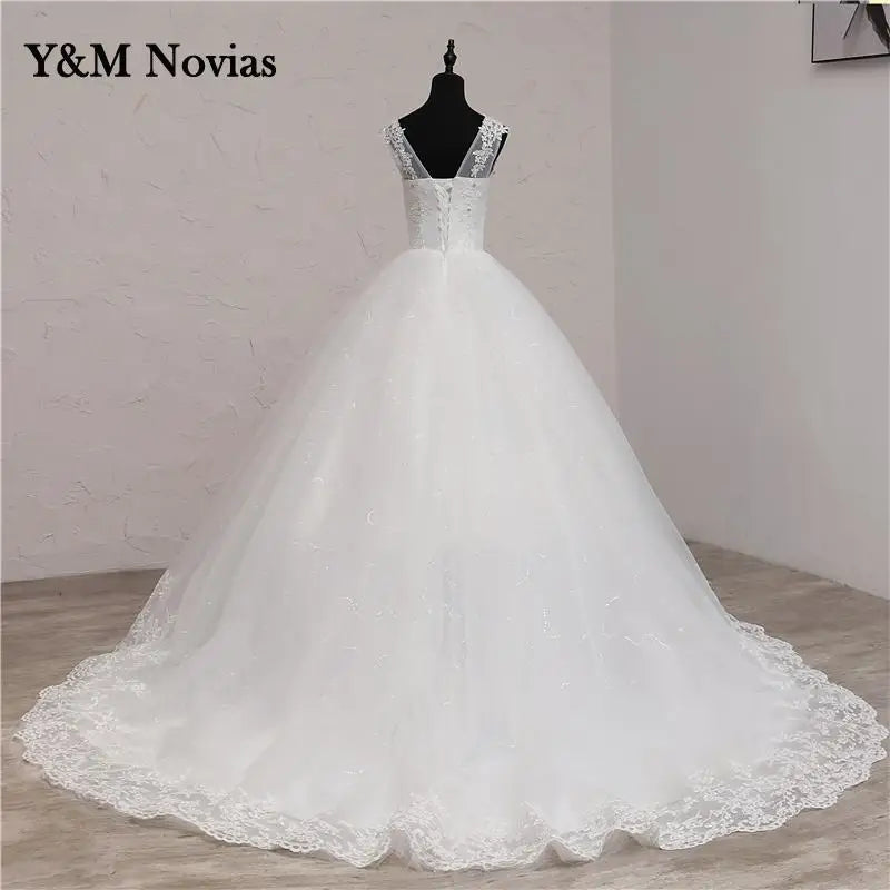 Lace Embroidery 2024 Spring Africa Style Wedding Dress Long Train or Floor Sweet Elegant Plus Size Vestido De Noiva Bride V Neck