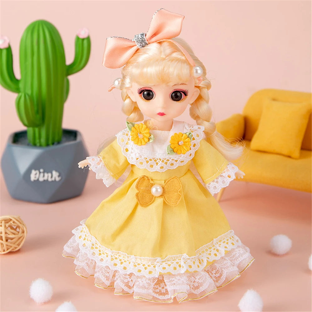 16cm Princess BJD 1/12 Doll with Clothes and Shoes Movable Joints Figure Model Collection Xmas Birthday Gift Toys for Baby Girl