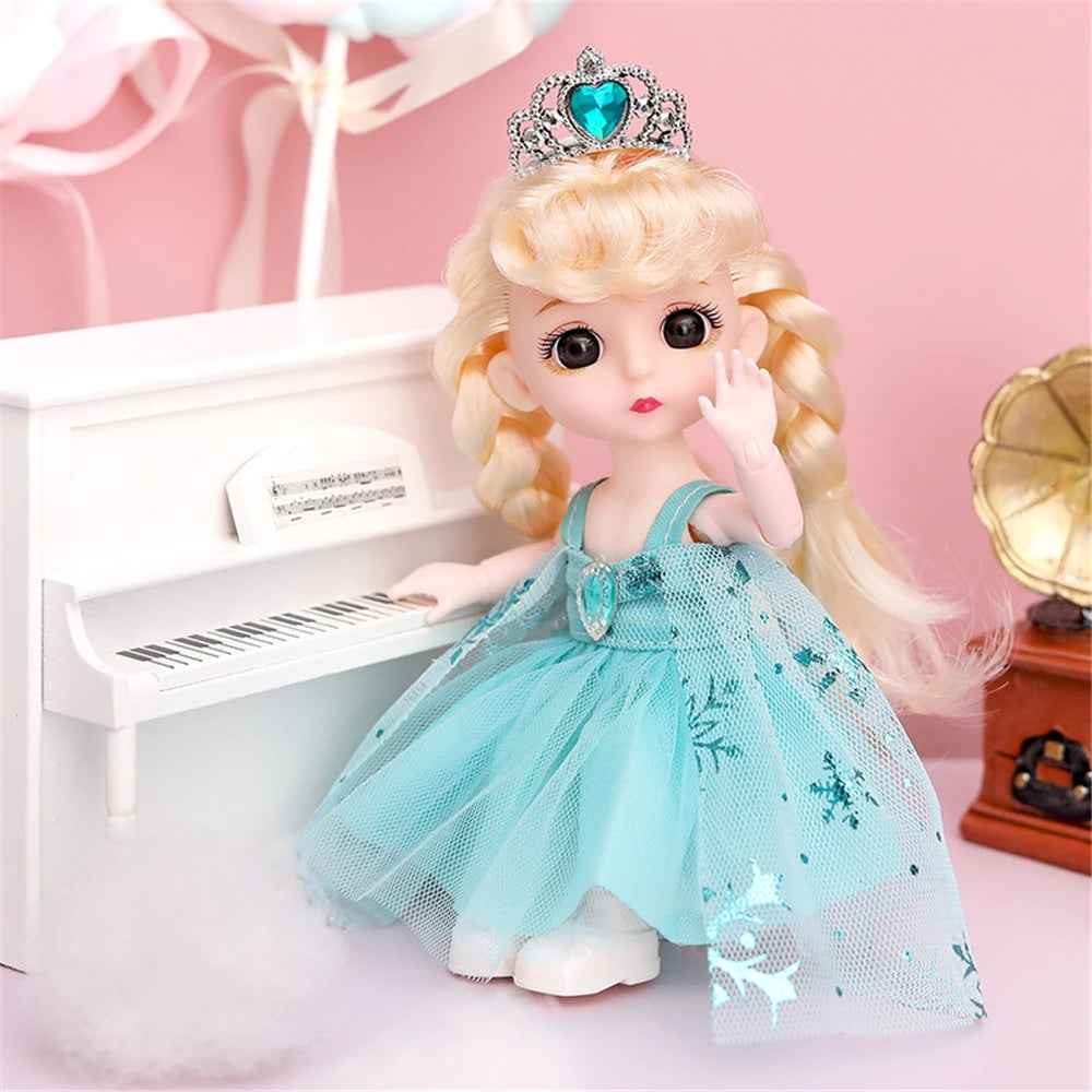 16cm Princess BJD 1/12 Doll with Clothes and Shoes Movable Joints Figure Model Collection Xmas Birthday Gift Toys for Baby Girl