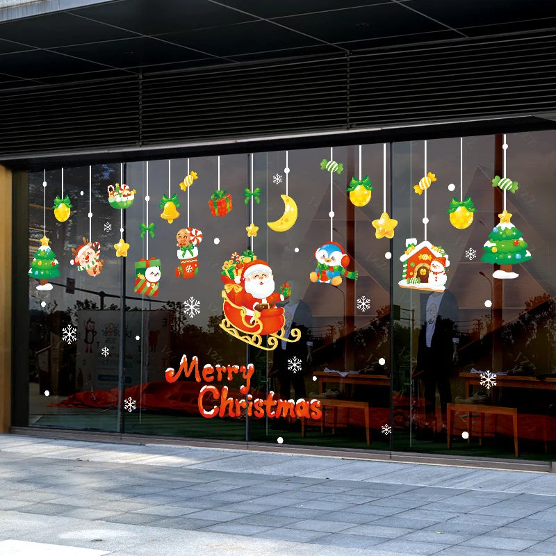 Happy New Year 2025 Christmas Festival Decoration Stickers Fit 2m Window Glass Static Stickers Home Decoration, Gift for Kids