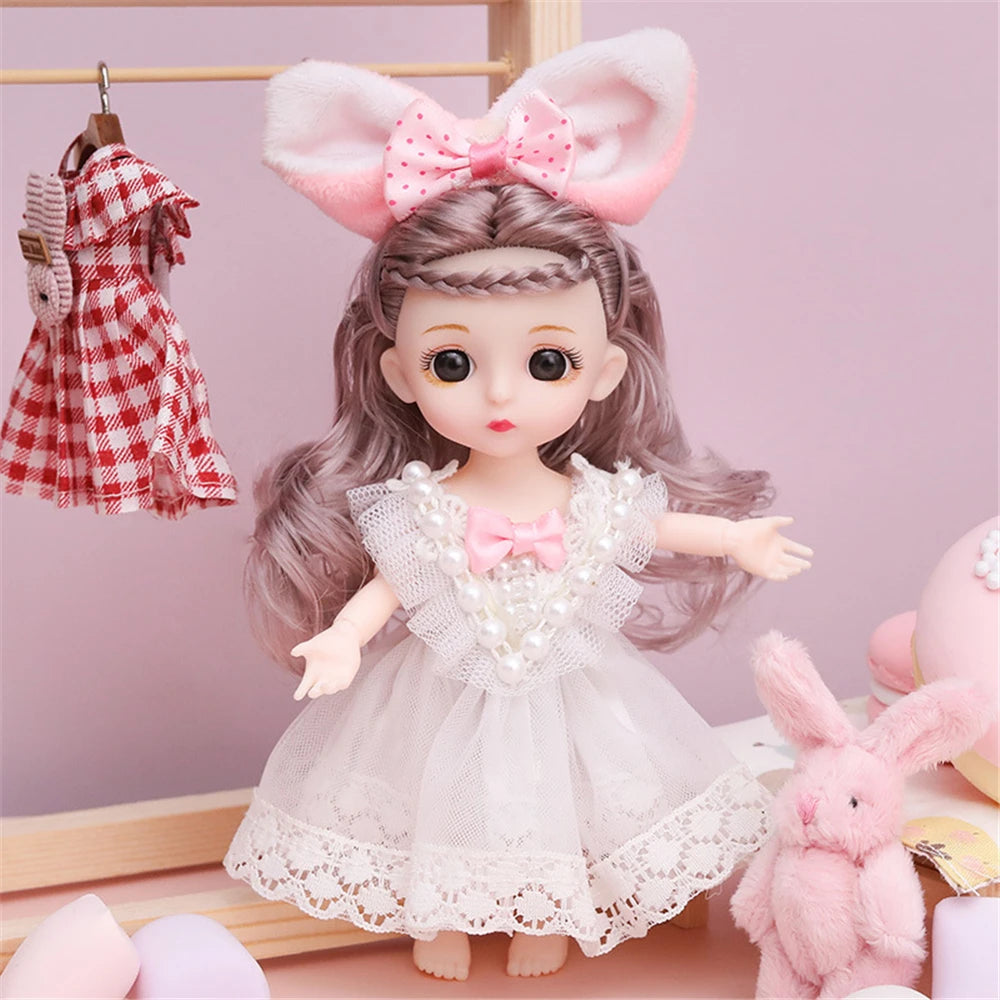 16cm Princess BJD 1/12 Doll with Clothes and Shoes Movable Joints Figure Model Collection Xmas Birthday Gift Toys for Baby Girl