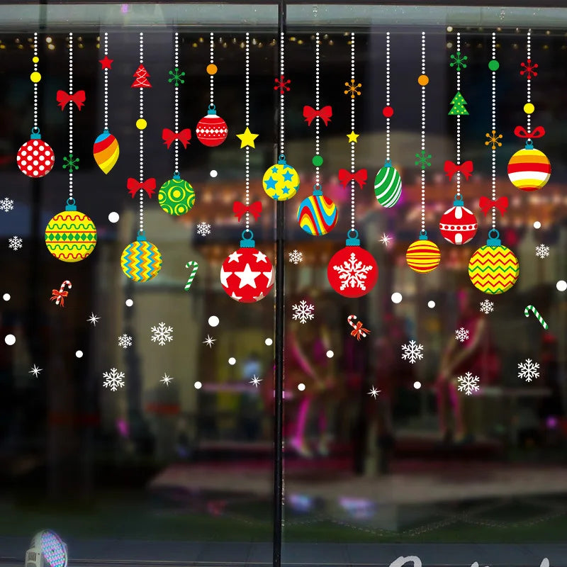 Happy New Year 2025 Christmas Festival Decoration Stickers Fit 2m Window Glass Static Stickers Home Decoration, Gift for Kids