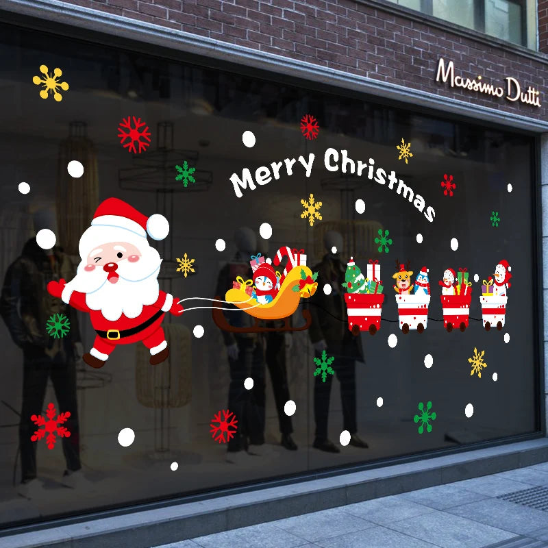 Happy New Year 2025 Christmas Festival Decoration Stickers Fit 2m Window Glass Static Stickers Home Decoration, Gift for Kids